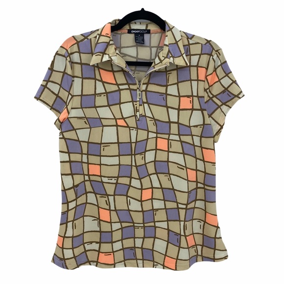 DKNY Golf- Funky Square 1/4 Zip Tee Shirt - Picture 1 of 6